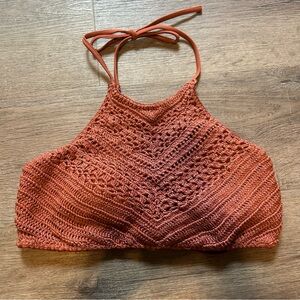 IKA-KUL Rust Crochet Women’s Halter Bikini Top EUC OS
